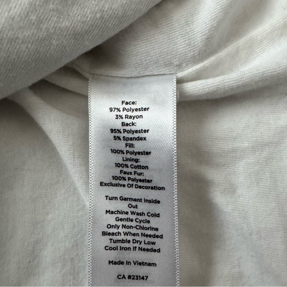 T by Talbots Fleece-Trim Quilted Jacquard Full Zip Jacket Gray Ivory Size SP - Picture 12 of 16